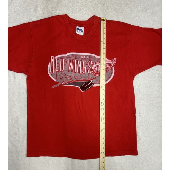 Vintage Detroit Red Wings 90's Pro Player Red Single Stitch T-Shirt Size Large - Picture 7 of 8